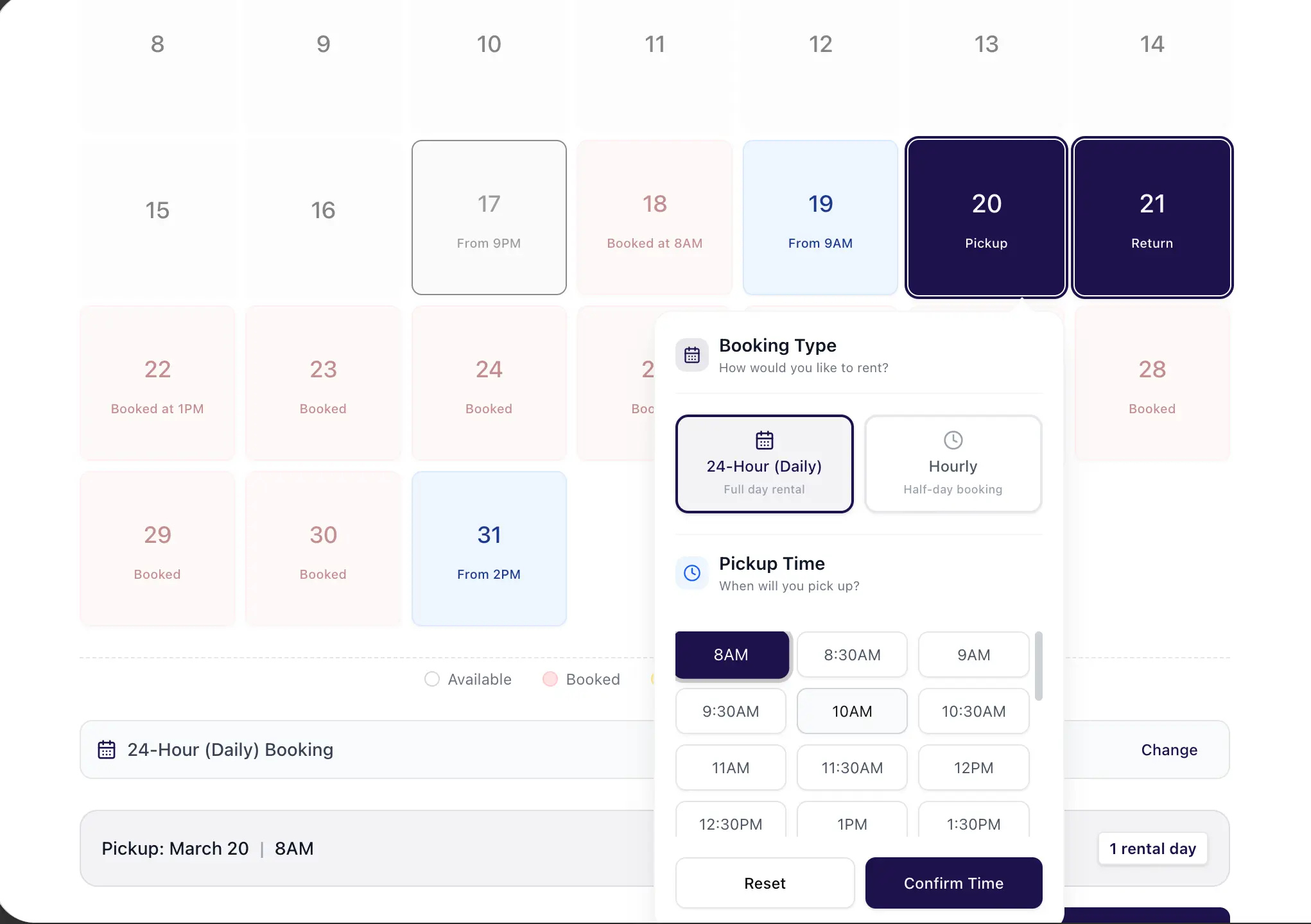 Uvora calendar scheduling view